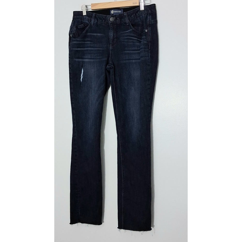 Democracy Jeans Size 6 Dark Wash Ab Solution Distressed Straight Leg‎ Raw Hem